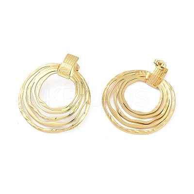 Ion Plating(IP) 304 Stainless Steel Multi-Layer Wire Ring Stud Earrings for Women EJEW-Z068-21G-1