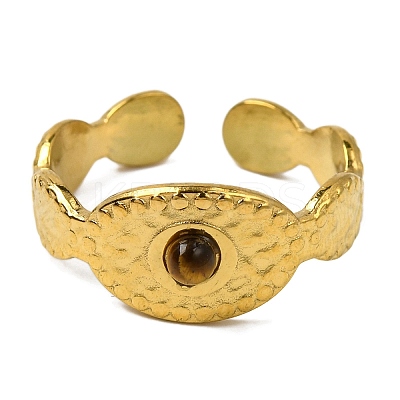 Natural Tiger Eye Finger Rings RJEW-Q822-48G-01-1