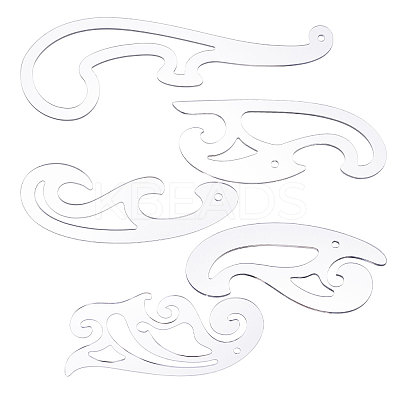 5Pcs 5 Styles Acrylic Drawing Template Measuring Ruler Set TOOL-WH0243-001-1