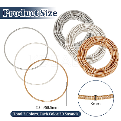 45Pcs 3 Colors Spring Bracelets TWIR-BBC0001-07-1