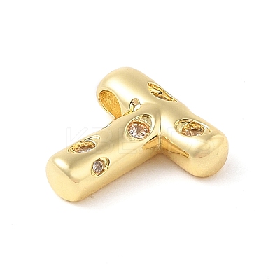 Brass Micro Pave Clear Cubic Zirconia Pendant KK-Z046-01G-T-1