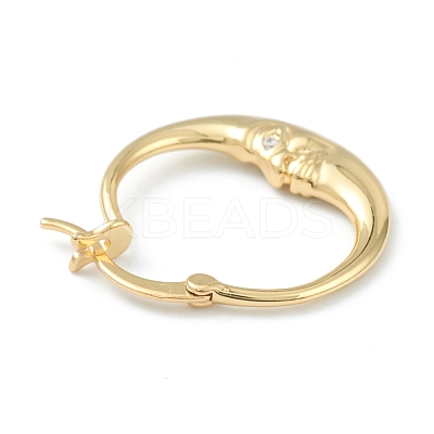 Brass Micro Pave Clear Cubic Zirconia Hoop Earrings KK-H753-01G-1