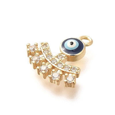 Brass Micro Pave Cubic Zirconia with Enamel Charms KK-G519-12G-02-1