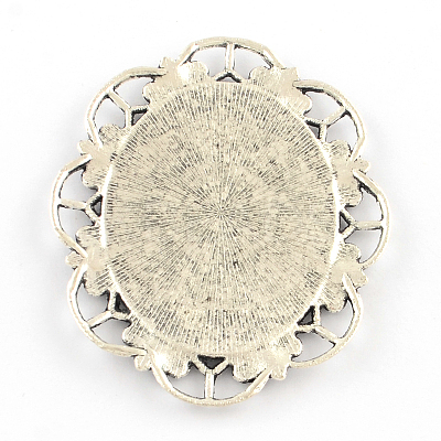 Alloy Oval Mirror Big Pendants PALLOY-R068-31AS-NR-1