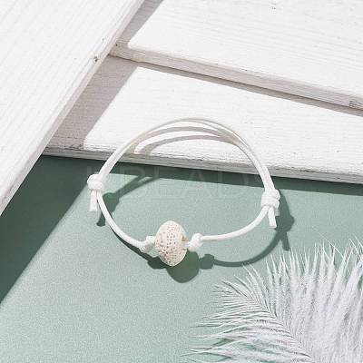 Natural Lava Rock Beaded Cord Bracelet BJEW-JB07681-01-1