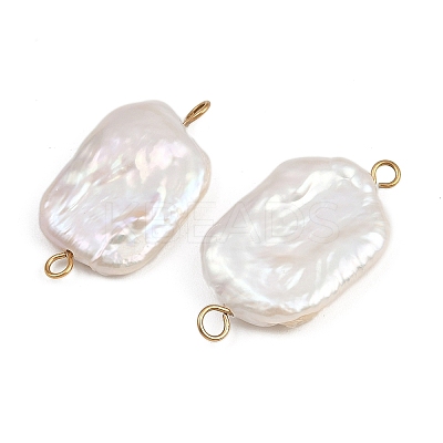 Natural Freshwater Pearl Keshi Pearl Rectangle Connector Charms STAS-D378-17G-1