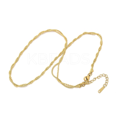 304 Stainless Steel 2 strand Necklaces for Women NJEW-C061-01G-1