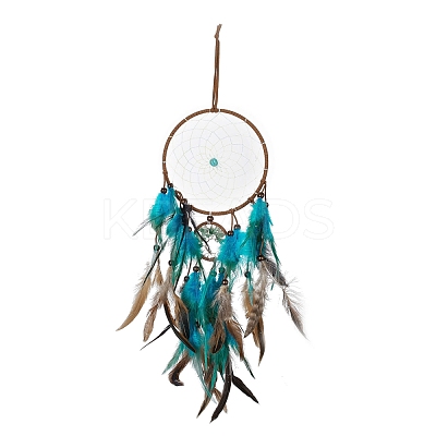 Iron Woven Web/Net with Feather Pendant Decorations AJEW-B017-07-1
