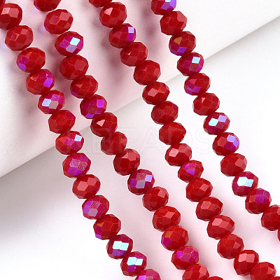 Electroplate Opaque Solid Color Glass Beads Strands X-EGLA-A034-P3mm-L21-1