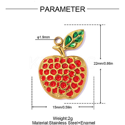 304 Stainless Steel Enamel Pendants STAS-OY017-34G-1