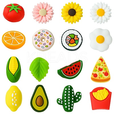 16Pcs 16 Styles Food Grade Eco-Friendly Silicone Focal Beads SIL-CJ0001-27-1