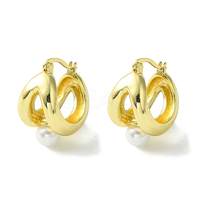 Brass Hollow Hoop Earrings with ABS Imitation Pearl EJEW-K267-08G-1
