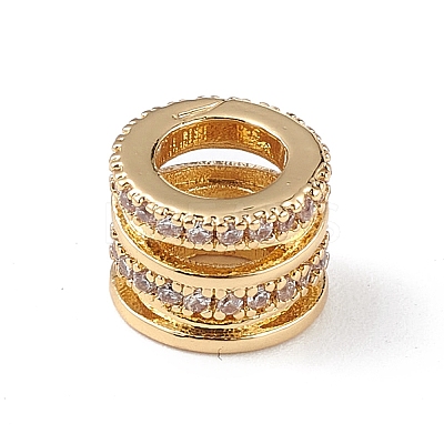 Rack Plating Brass Micro Pave Clear Cubic Zirconia Beads KK-C019-27G-1