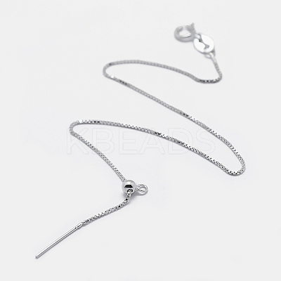 Anti-Tarnish Rhodium Plated 925 Sterling Silver Bracelet Making STER-F039-09P-1