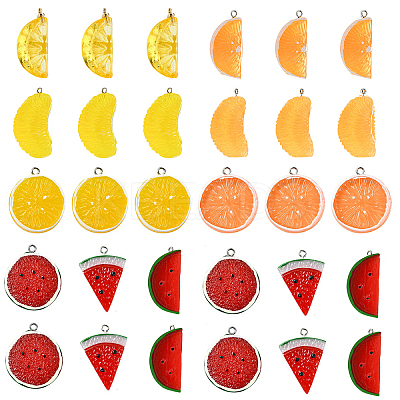 12Pcs 3 Styles Opaque Resin Pendants RESI-YW0003-39A-1