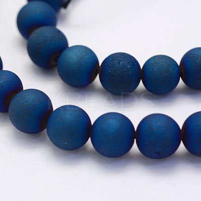 Electroplate Natural Druzy Agate Beads Strands G-G708-6mm-03-1