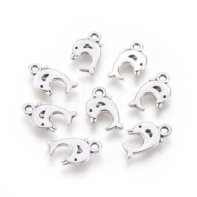Dolphin Tibetan Style Alloy Pendants TIBEP-N008-25AS-RS-1