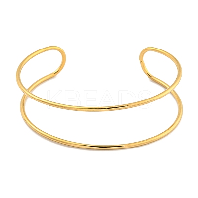 Ion Plating(IP) Hollowed 304 Stainless Steel Cuff Bangles for Women Men BJEW-P331-02G-1