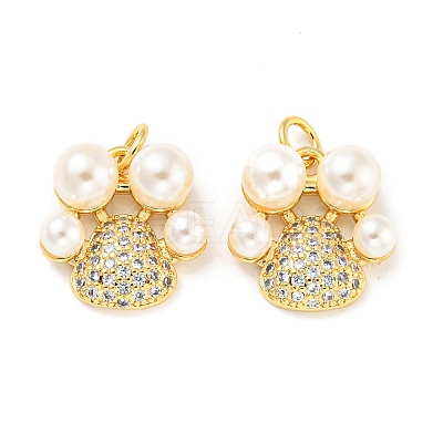 Rack Plating Brass Micro Pave Clear Cubic Zirconia Pendants KK-F861-04G-1