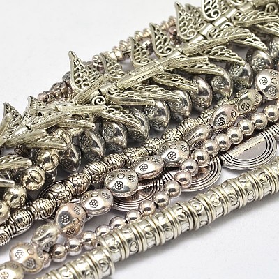 Mixed Tibetan Style Alloy Beads Strands TIBEB-O007-27-NR-1