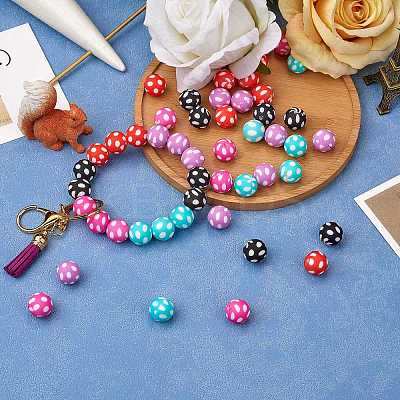 WEWAYSMILE 50Pcs 5 Styles 15mm Silicone Round Beads Making Kit JX489A-1