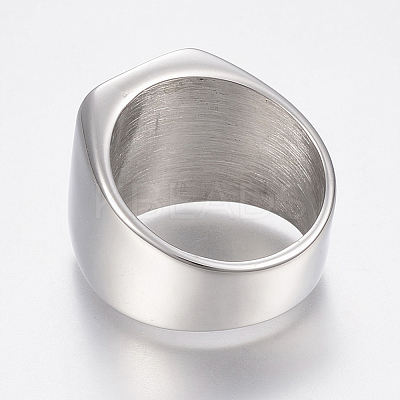 Tarnish Resistant 304 Stainless Steel Signet Band Rings for Men RJEW-G091-16-17mm-P-1
