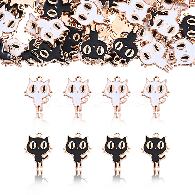 60Pcs 2 Colors Light Gold Alloy Enamel Pendants ENAM-CJ0001-68-1