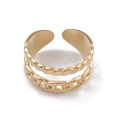 Ion Plating(IP) 304 Stainless Steel Cuff Rings RJEW-G285-82G-1