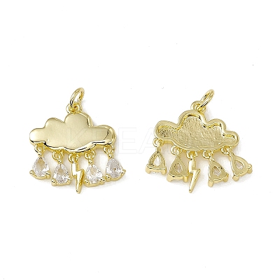 Rack Plating Brass Cubic Zirconia Pendants KK-C007-28G-1