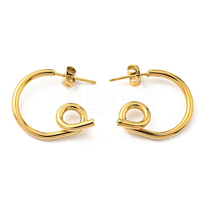 PVD Vacuum Plating 304 Stainless Steel Twist Knot Stud Earrings for Women EJEW-F319-09G-1