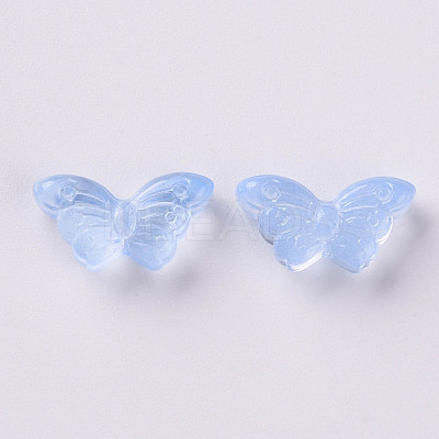 Transparent Spray Painted Glass Beads GLAA-S190-018F-02-1