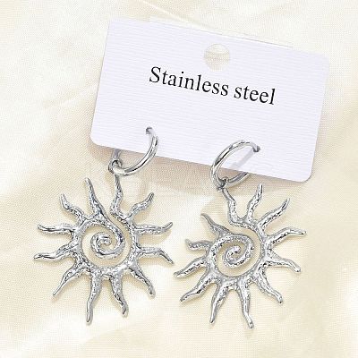 304 Stainless Steel Sun Hoop Earrings LS-EJEW-M073-01P-1