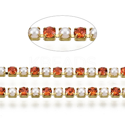 Brass Rhinestone Strass Chains CHC-N017-001A-A04-1