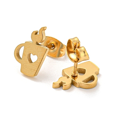 Golden 304 Stainless Steel Stud Earrings for Women EJEW-E294-01G-04-1
