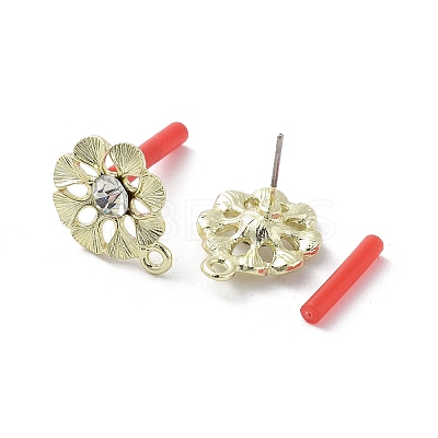 Rack Plating Golden Alloy with Rhinestone Stud Earring Findings EJEW-B036-02G-11-1