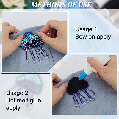 4Pcs 4 Colors Plastic PVC Hand-nailed Beads Paillette Sew on Clothing Patches PATC-FG0003-08-1