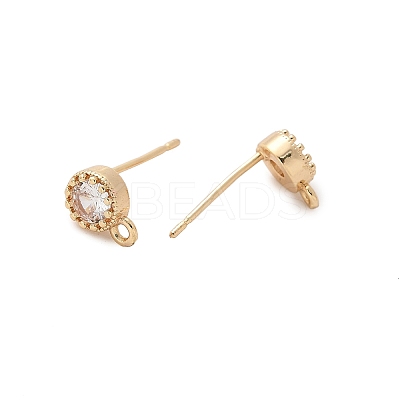 Brass Clear Cubic Zirconia Stud Earrings Finding for Women KK-A244-10A-G-1