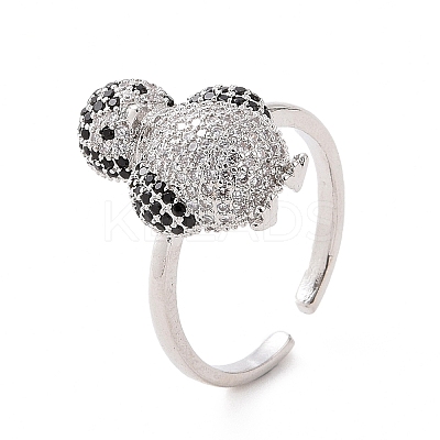 Cubic Zirconia Penguin Open Cuff Ring RJEW-G283-02P-1
