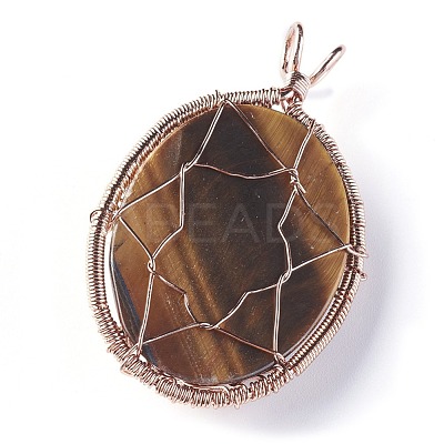 Natural Tiger Eye Big Pendants G-G771-C02-1