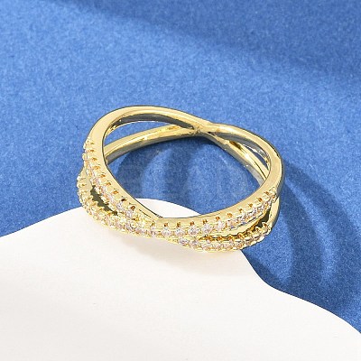 Brass Micro Pave Cubic Zirconia Finger Rings RJEW-D340-01G-04-1
