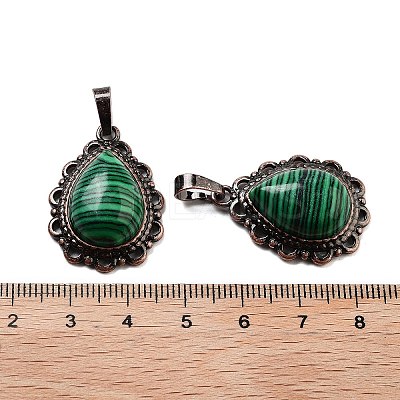 Synthetic Malachite Teardrop Pendants G-K363-01R-23-1