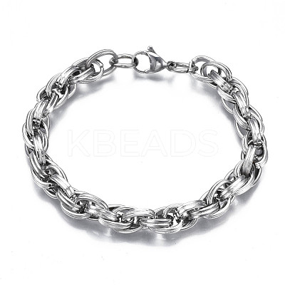 Non-Tarnish 201 Stainless Steel Rope Chain Bracelet for Men Women BJEW-S057-78-1