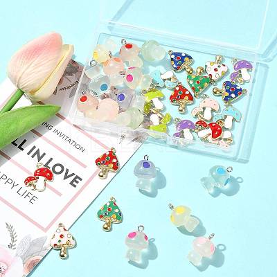 34Pcs 17 Styles Autumn Theme Rack Plating Alloy Enamel Pendants ENAM-FS0003-70-1