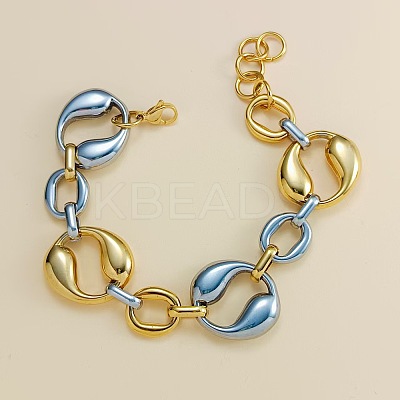 304 Stainless Steel Two Tone Chain Bracelets BJEW-P381-01A-A-1