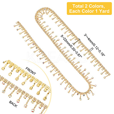 2 Yard 2 Style Glass Rhinestone Cup Chains FIND-PH0017-01-1