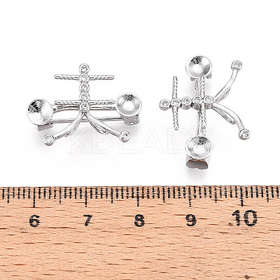 Brass Micro Pave Cubic Zirconia Brooch Findings KK-N258-19P-1