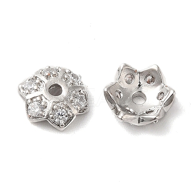 Brass Micro Pave Cubic Zirconia Bead Caps KK-E068-VF851-1-1
