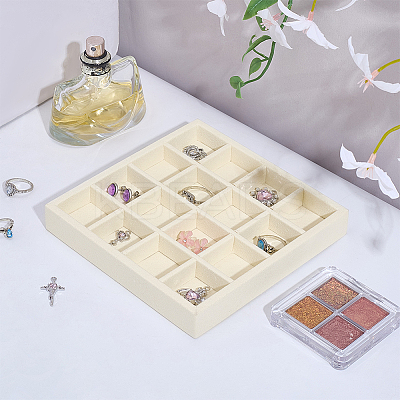 16-Slot Microfiber Jewelry Display Trays AJEW-WH0031-15B-1
