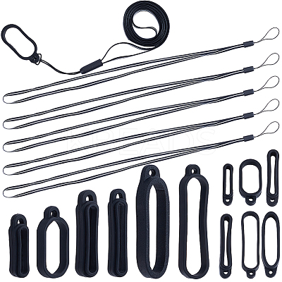 60Pcs Silicone Rings with 5 Strands Adjustable Necklace Lanyard Anti-Lost Pendant Holder MOBA-CP0001-01-1