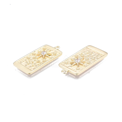 Brass Micro Pave Clear Cubic Zirconia Pendants KK-G432-18G-1